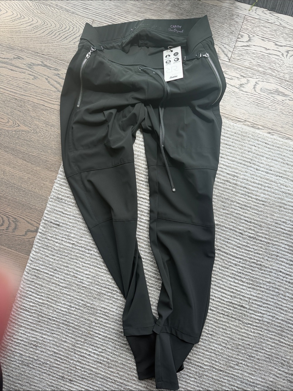 Black Active Jogger Pants with Zipper Pockets. Raffaello Rossi designer pants